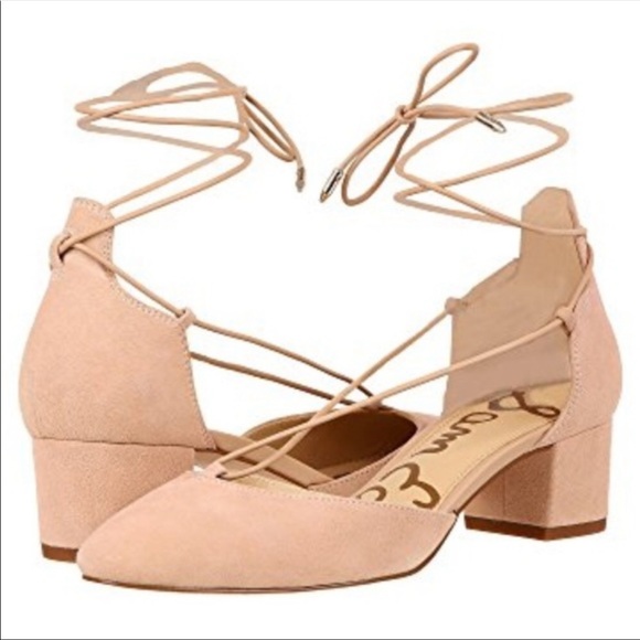 Sam Edelman Shoes - Sam Edelman Suede Leather Loretta Pumps in Natural Naked Cream lace up 6.5